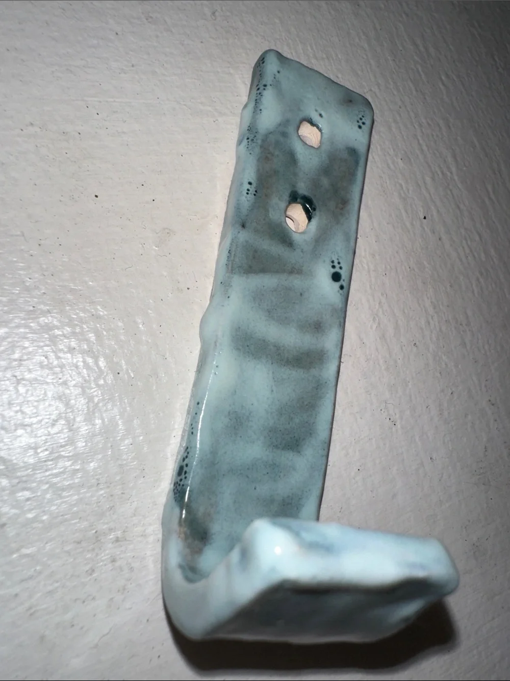 Handmade Ceramic Seafoam Glazed Wall Hooks - Set of 2